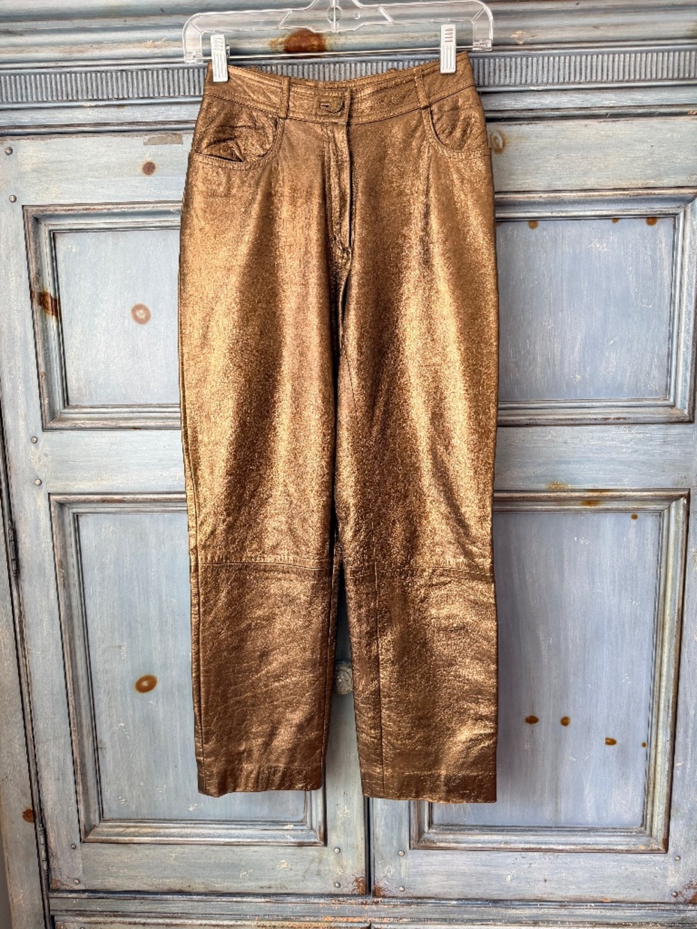 Celine Métallique Finish Lamb Skin Pants in Bronze Size 38 - Picture 4 of 9